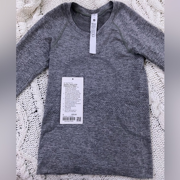 Swiftly Tech Long Sleeve 2.0 *Race Size 0 Lululemon Slate/White - Picture 2 of 3